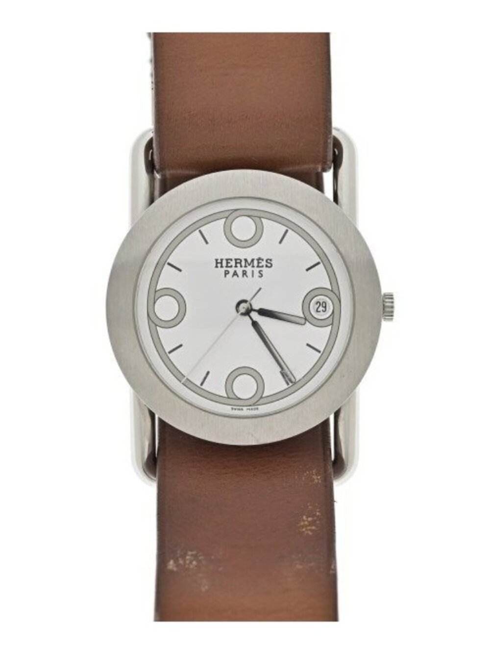 Hermes Watch Barenia Ronde SS Leather Quartz